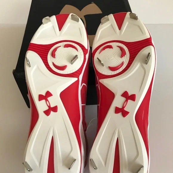 Under Armour UA Ignite Mid ST CC Metal Baseball Cleats Red White Men Sz 13 NIB